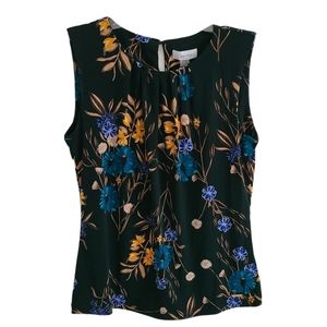 Calvin Klein Floral Pleated Sleeveless Bouse Size S